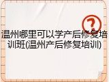 温州哪里可以学产后修复培训班(温州产后修复培训)