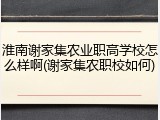 淮南谢家集农业职高学校怎么样啊(谢家集农职校如何)