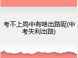 考不上高中有啥出路呢(中考失利出路)