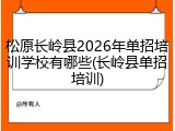 松原长岭县2026年单招培训学校有哪些(长岭县单招培训)