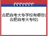 合肥自考大专学校有哪些(合肥自考大专校)