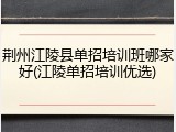 荆州江陵县单招培训班哪家好(江陵单招培训优选)