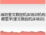 潍坊奎文数控机床培训机构哪里学(奎文数控机床培训)