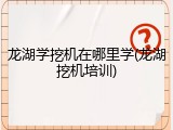龙湖学挖机在哪里学(龙湖挖机培训)
