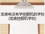 龙港有没有学挖掘机的学校(龙港挖掘机学校)