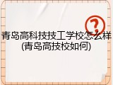 青岛高科技技工学校怎么样(青岛高技校如何)