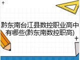 黔东南台江县数控职业高中有哪些(黔东南数控职高)