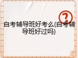 自考辅导班好考么(自考辅导班好过吗)