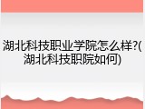 湖北科技职业学院怎么样?(湖北科技职院如何)