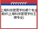 上海科技管理学校哪个专业最好(上海科技管理学校王牌专业)