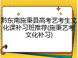 黔东南施秉县高考艺考生文化课补习班推荐(施秉艺考文化补习)