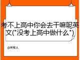 考不上高中你会去干嘛呢英文("没考上高中做什么")