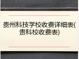 贵州科技学校收费详细表(贵科校收费表)