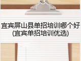 宜宾屏山县单招培训哪个好(宜宾单招培训优选)