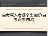 自考成人考哪个比较好(自考成考对比)