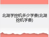 北湖学挖机多少学费(北湖挖机学费)