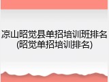 凉山昭觉县单招培训班排名(昭觉单招培训排名)