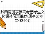 黔西南册亨县高考艺考生文化课补习班推荐(册亨艺考文化补习)