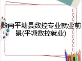 黔南平塘县数控专业就业前景(平塘数控就业)