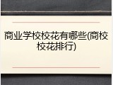 商业学校校花有哪些(商校校花排行)