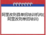 阿里改则县单招培训机构(阿里改则单招培训)