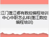 江门蓬江哪有数控编程培训中心中职怎么样(蓬江数控编程培训)