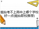 烟台考不上高中上哪个学校好一点(烟台职校推荐)
