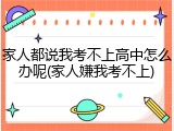家人都说我考不上高中怎么办呢(家人嫌我考不上)