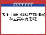 考不上高中读私立有用吗(私立高中有用吗)