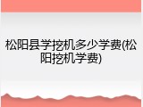 松阳县学挖机多少学费(松阳挖机学费)