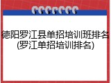 德阳罗江县单招培训班排名(罗江单招培训排名)