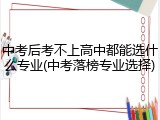 中考后考不上高中都能选什么专业(中考落榜专业选择)