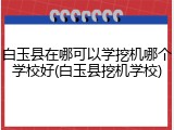 白玉县在哪可以学挖机哪个学校好(白玉县挖机学校)