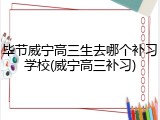毕节威宁高三生去哪个补习学校(威宁高三补习)