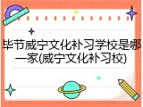 毕节威宁文化补习学校是哪一家(威宁文化补习校)