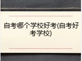 自考哪个学校好考(自考好考学校)