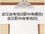 武汉自考培训职中有哪些(武汉职中自考培训)