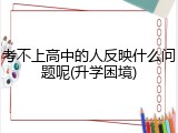 考不上高中的人反映什么问题呢(升学困境)
