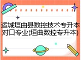 运城垣曲县数控技术专升本对口专业(垣曲数控专升本)
