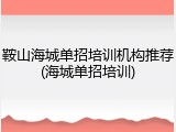 鞍山海城单招培训机构推荐(海城单招培训)