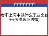 考不上高中做什么职业比较好(落榜职业选择)