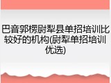 巴音郭楞尉犁县单招培训比较好的机构(尉犁单招培训优选)