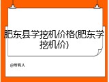 肥东县学挖机价格(肥东学挖机价)