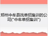 郑州中牟县找单招集训的公司("中牟单招集训")