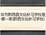 毕节黔西县文化补习学校是哪一家(黔西文化补习学校)