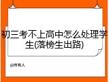 初三考不上高中怎么处理学生(落榜生出路)