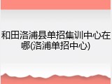 和田洛浦县单招集训中心在哪(洛浦单招中心)