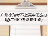 广州小孩考不上高中怎么办呢(广州中考落榜出路)