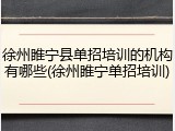 徐州睢宁县单招培训的机构有哪些(徐州睢宁单招培训)