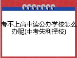 考不上高中读公办学校怎么办呢(中考失利择校)